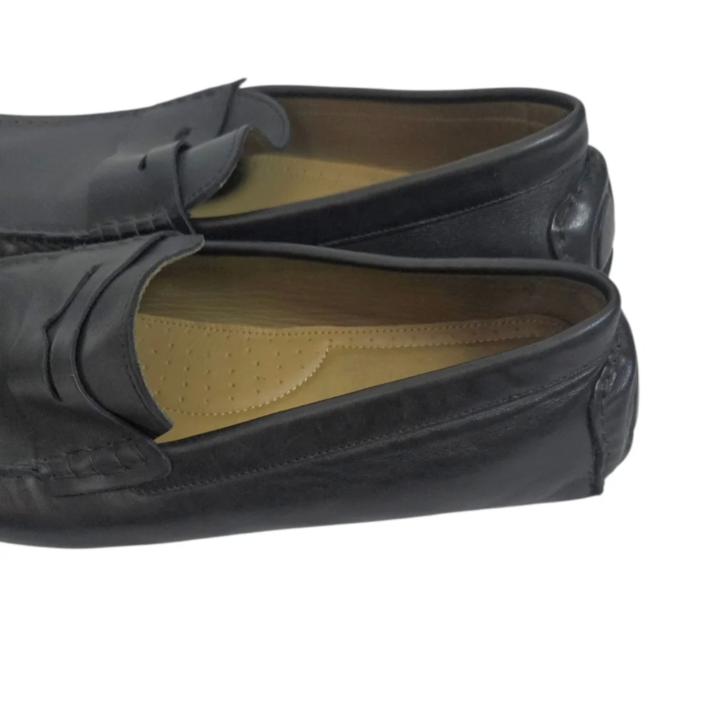 Vince Camuto Mens Black Leather Slip-On Penny Loafers